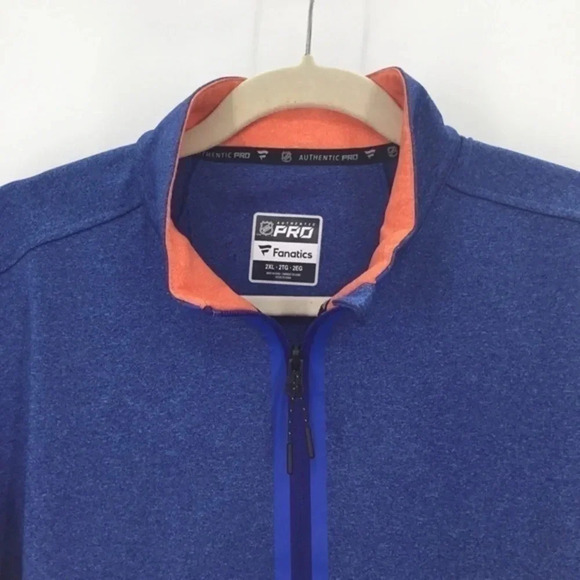 NHL Authentic Pro Fanatics Men’s Royal Blue Quarter Zip Pullover - Picture 3 of 5